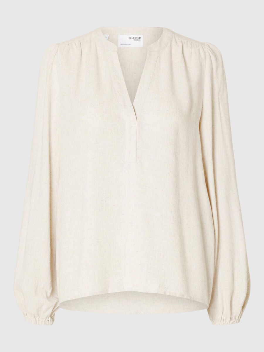 Selected VISCOSE BLEND BLOUSE, Sandshell, highres - 16094292_Sandshell_001.jpg