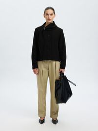 WOLL KURZJACKE, Black, highres