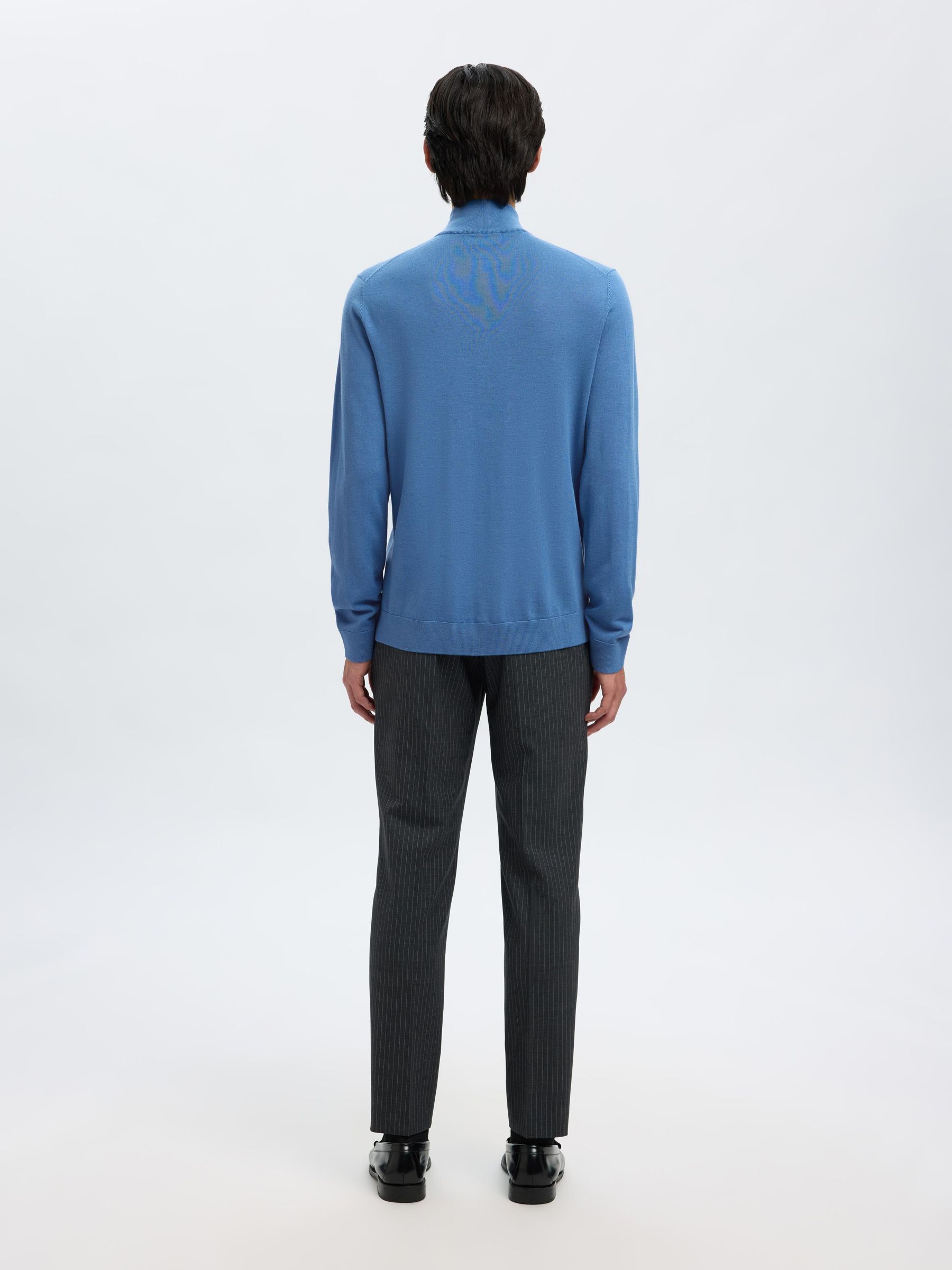 100% MERINO WOOL HALF-ZIP JUMPER, True Navy, highres