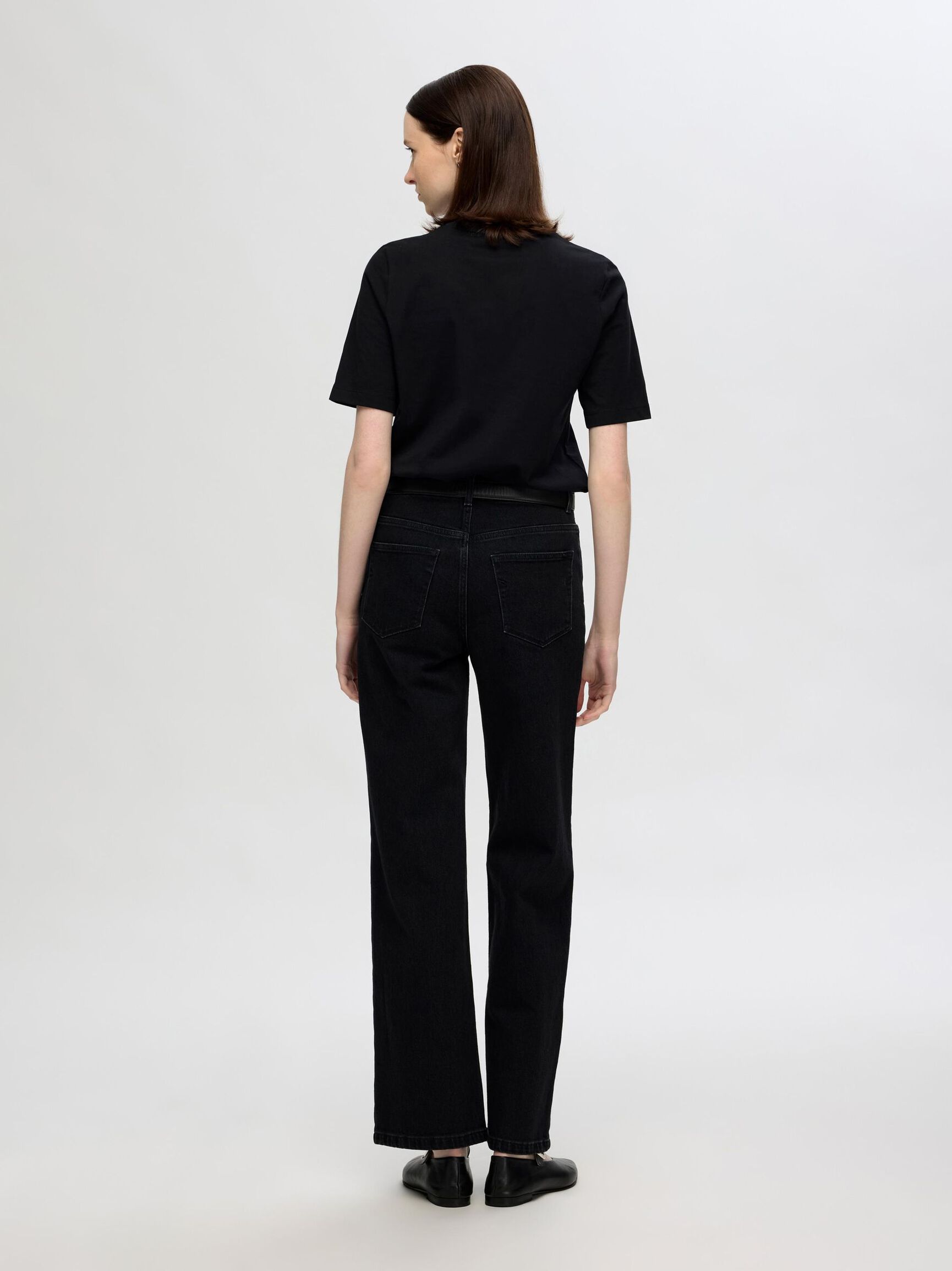 SHORT SLEEVED COTTON T-SHIRT, Black, highres