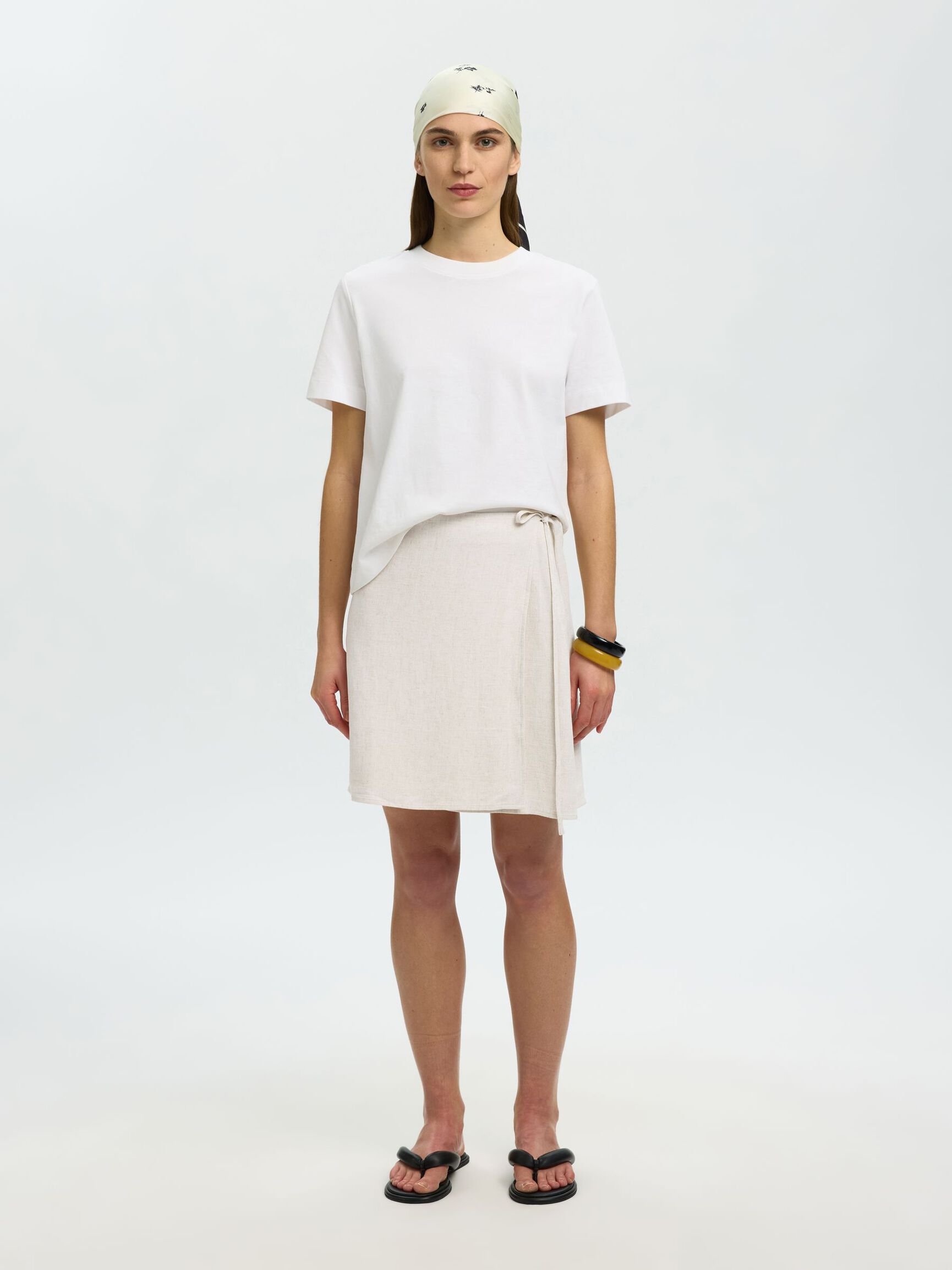 WRAP MINI SKIRT, Sandshell, highres