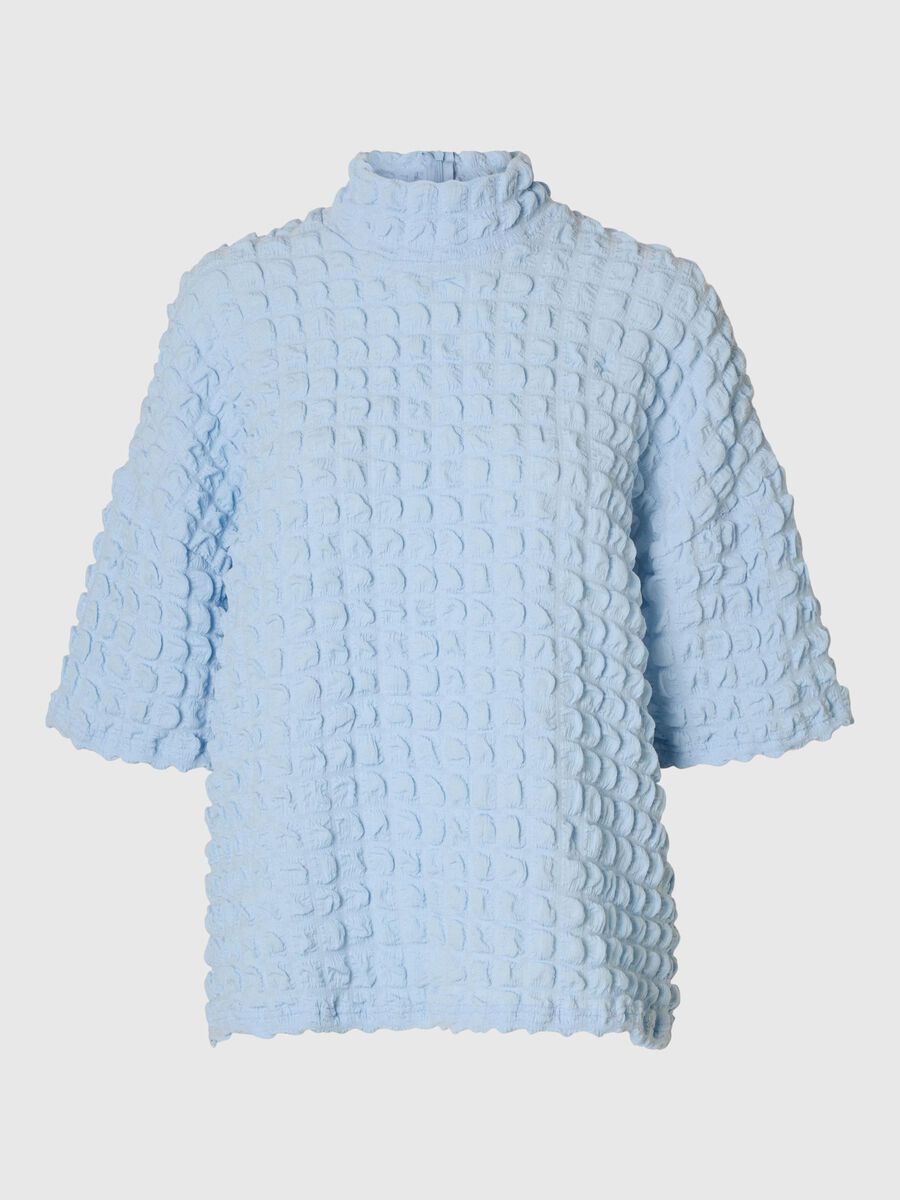 Selected TEXTURED SHORT SLEEVED TOP, Cashmere Blue, highres - 16089209_CashmereBlue_001.jpg