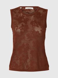 COTTON SLEEVELESS KNITTED TOP, Cherry Mahogany, highres