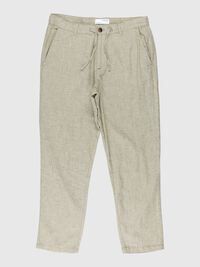 SLIM TAPERED LINEN BLEND TROUSERS, Olive Branch, highres