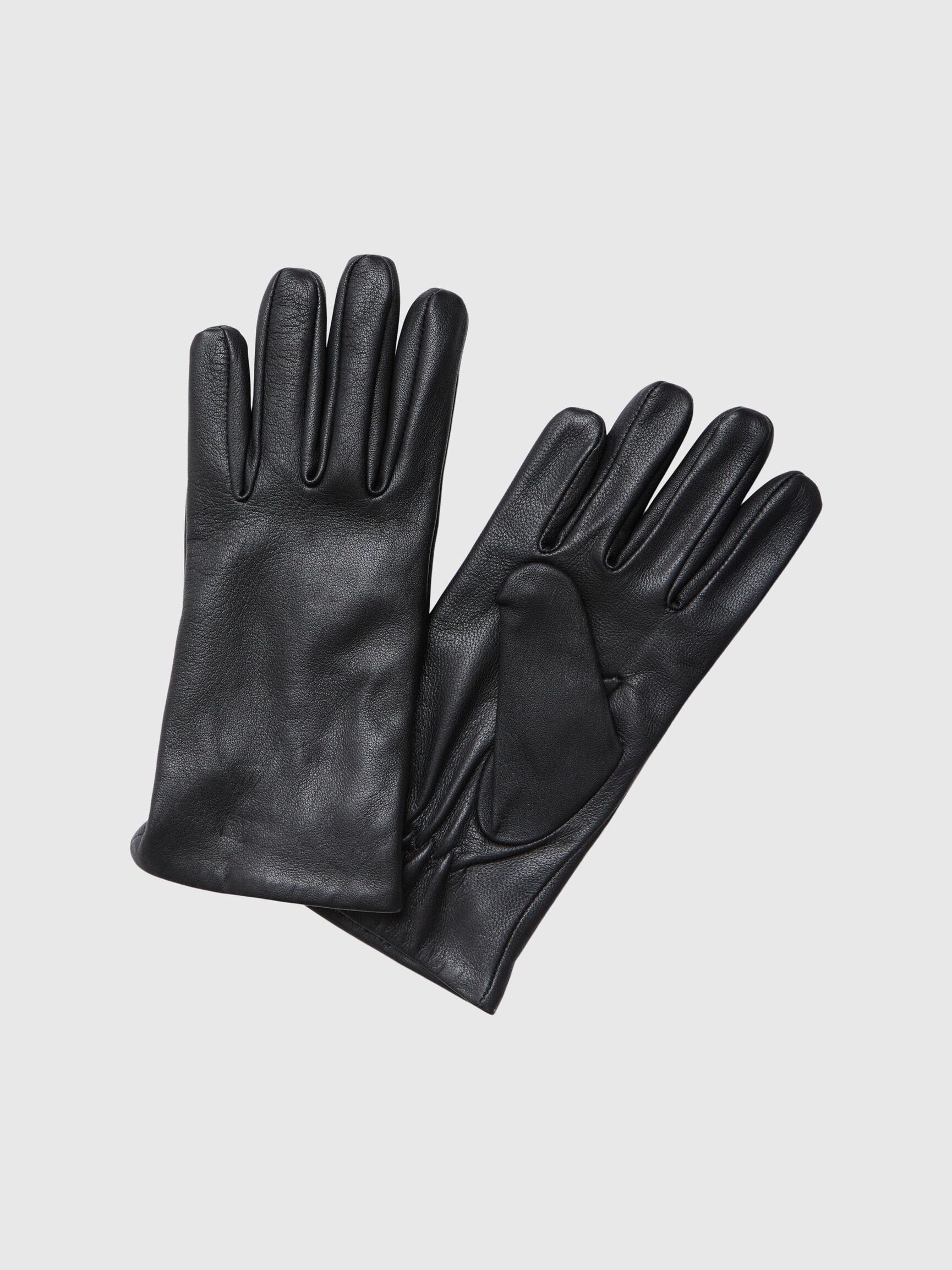 LEATHER GLOVES, Black, highres