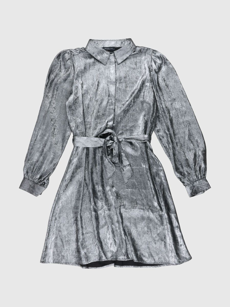 Selected WAIST TIE - MIDI DRESS, Silver, highres - 80000424_Silver_801283_001.jpg