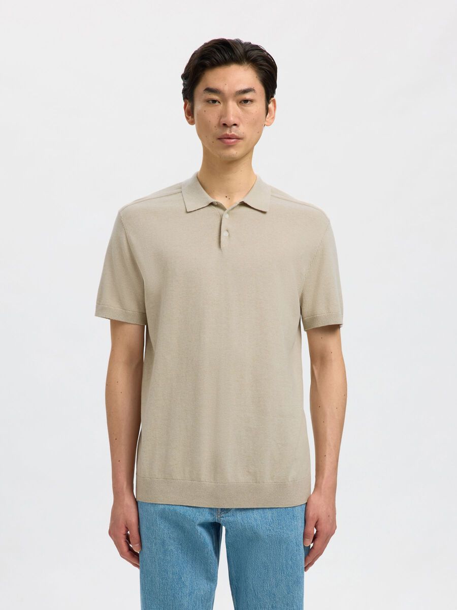 Product tile image - KNITTED POLO SHIRT, Oatmeal | 16092437_Oatmeal_1078017