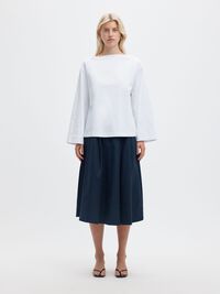 BOAT NECK COTTON LONG-SLEEVED T-SHIRT, Bright White, highres