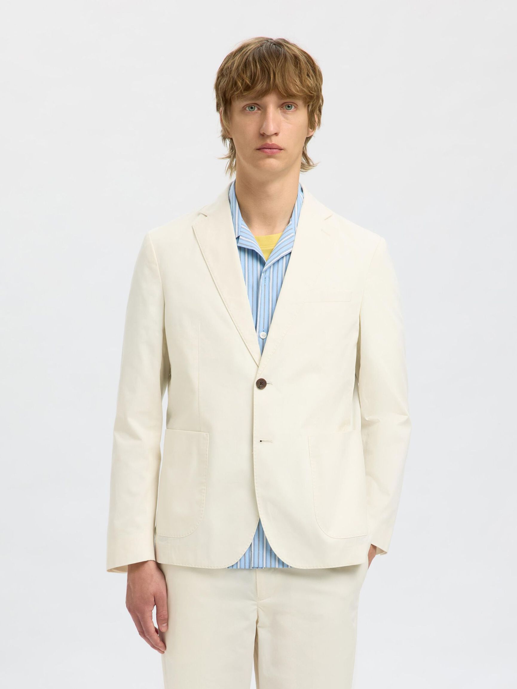 100% BAUMWOLL BLAZER, Egret, highres