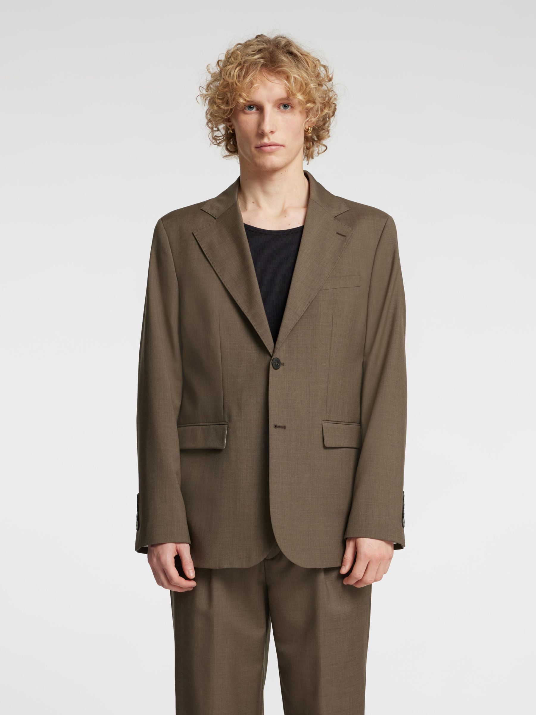 RELAXED FIT WOOL BLAZER, Brindle, highres