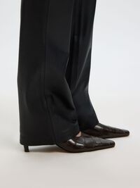 STRAIGHT FIT LEATHER TROUSERS, Black, highres