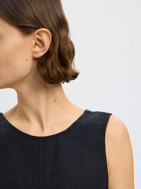100% LINEN REVERSIBLE TOP, Black, highres