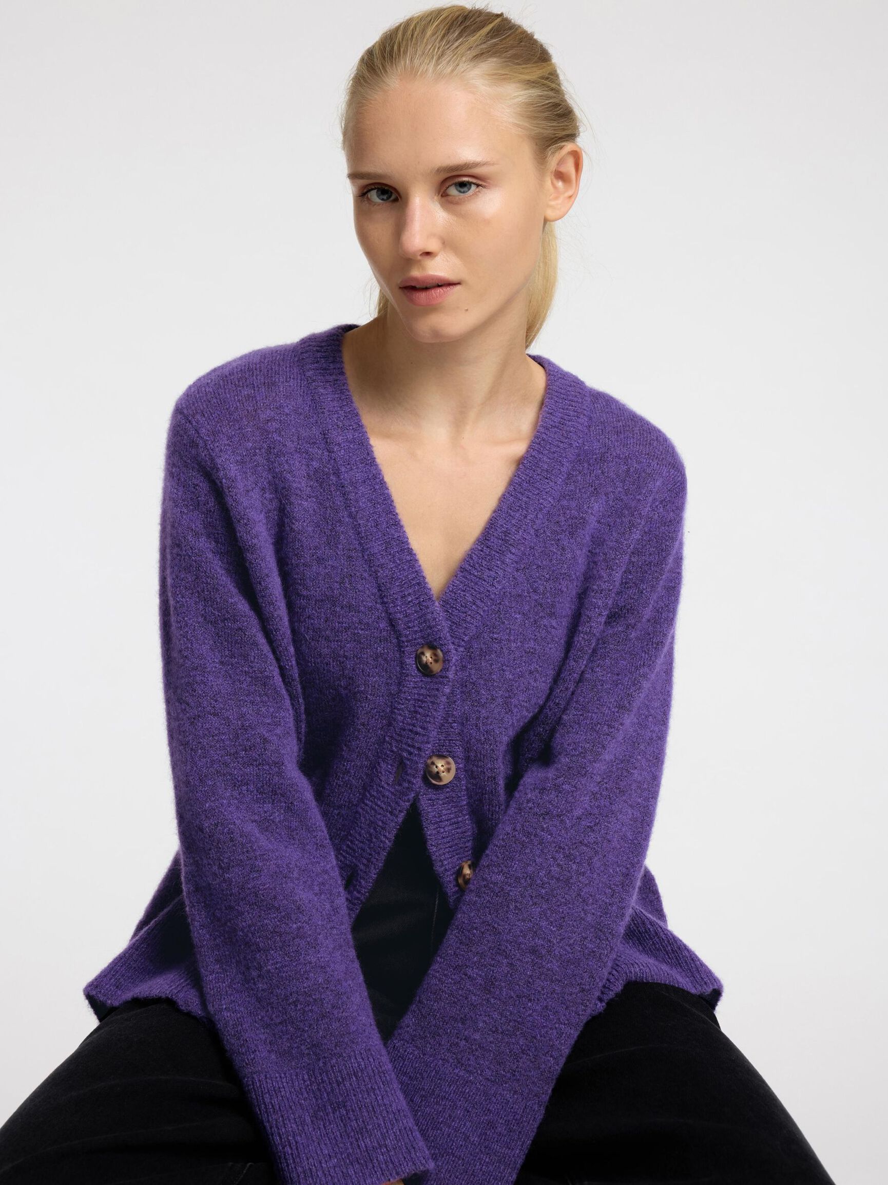 LOOSE FIT WOOL BLEND CARDIGAN, Liberty, highres
