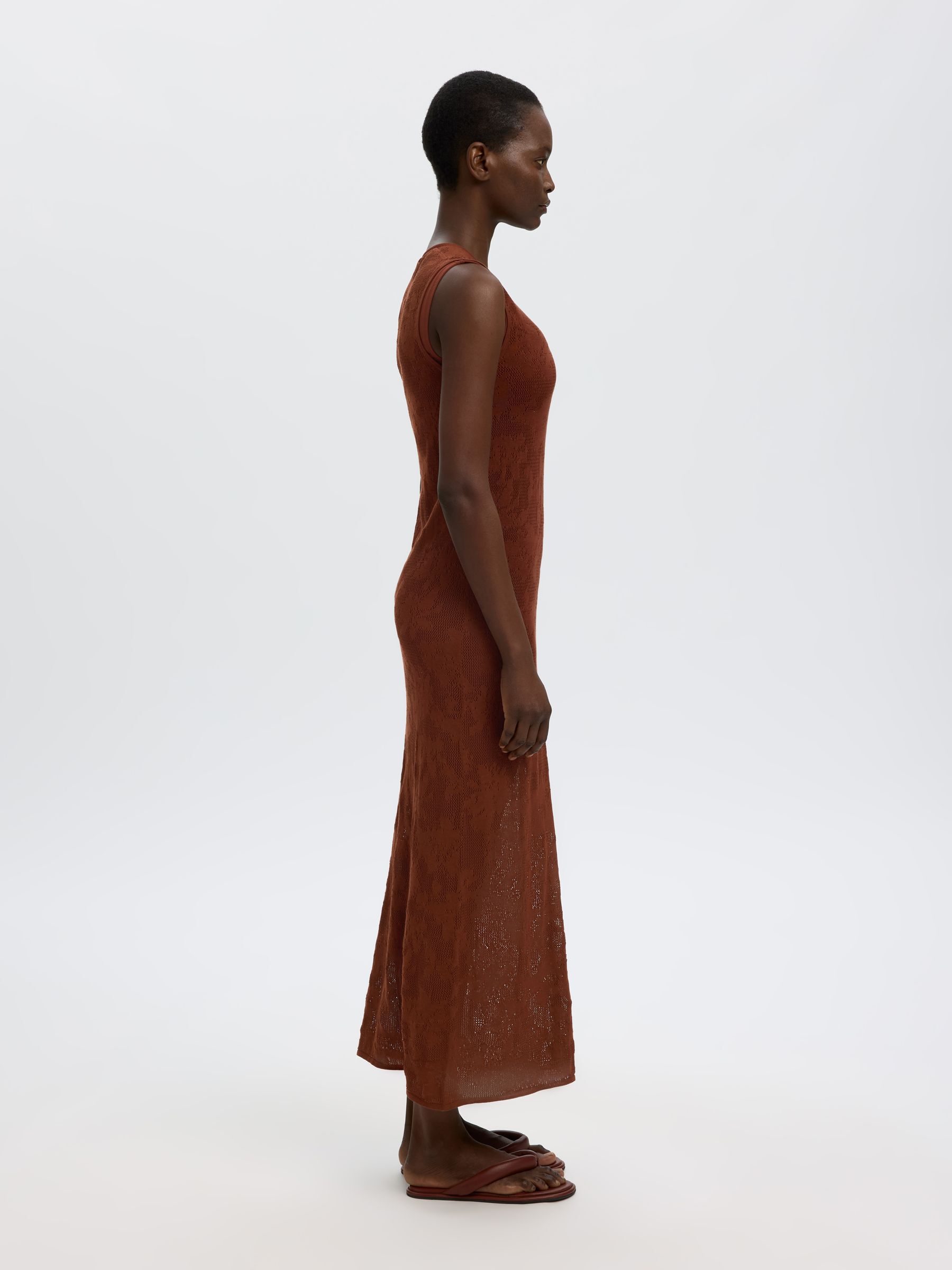 SLEEVELESS COTTON MAXI DRESS, Cherry Mahogany, highres