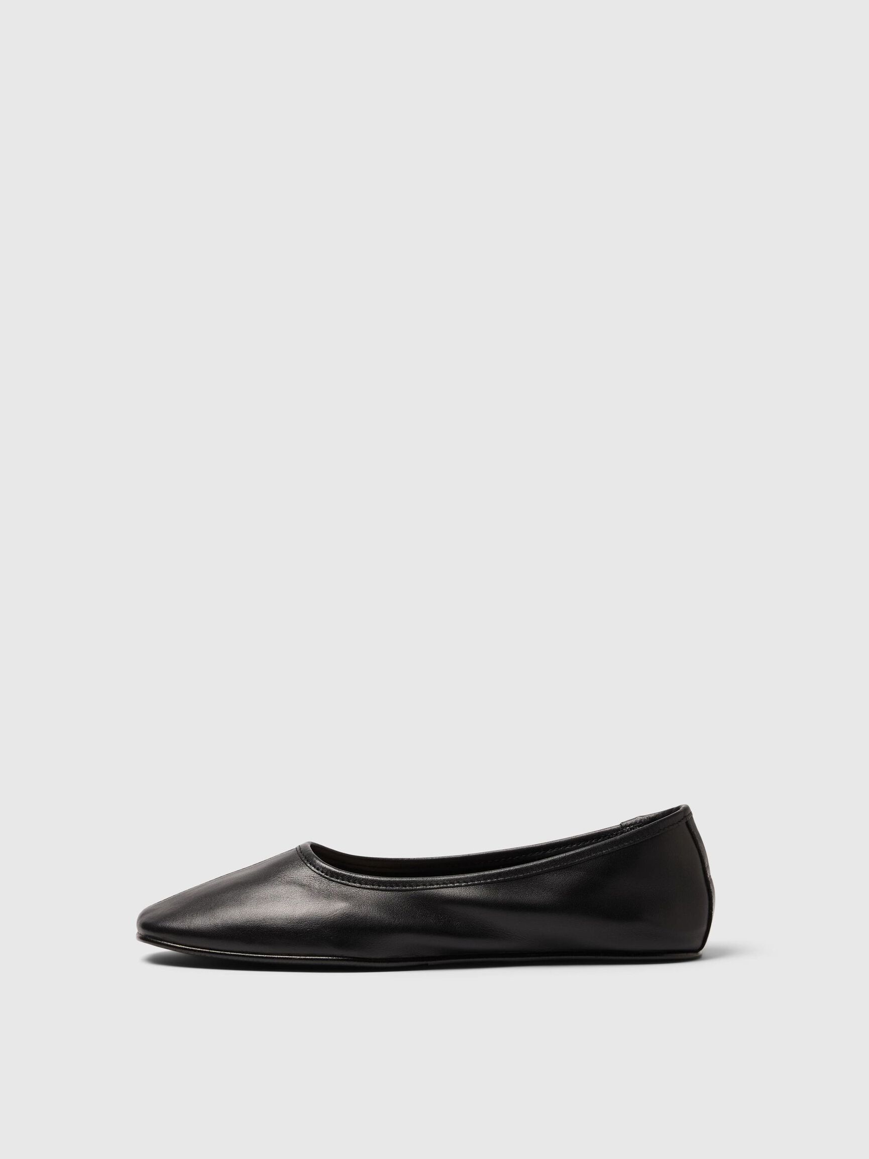 LEATHER BALLET FLATS, Black, highres