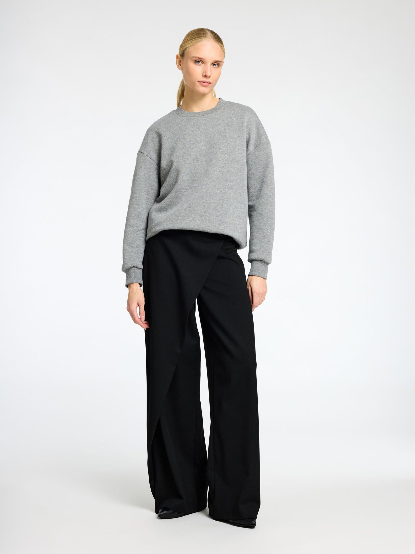 LANGE MOUWEN SWEATSHIRT, Medium Grey Melange, highres