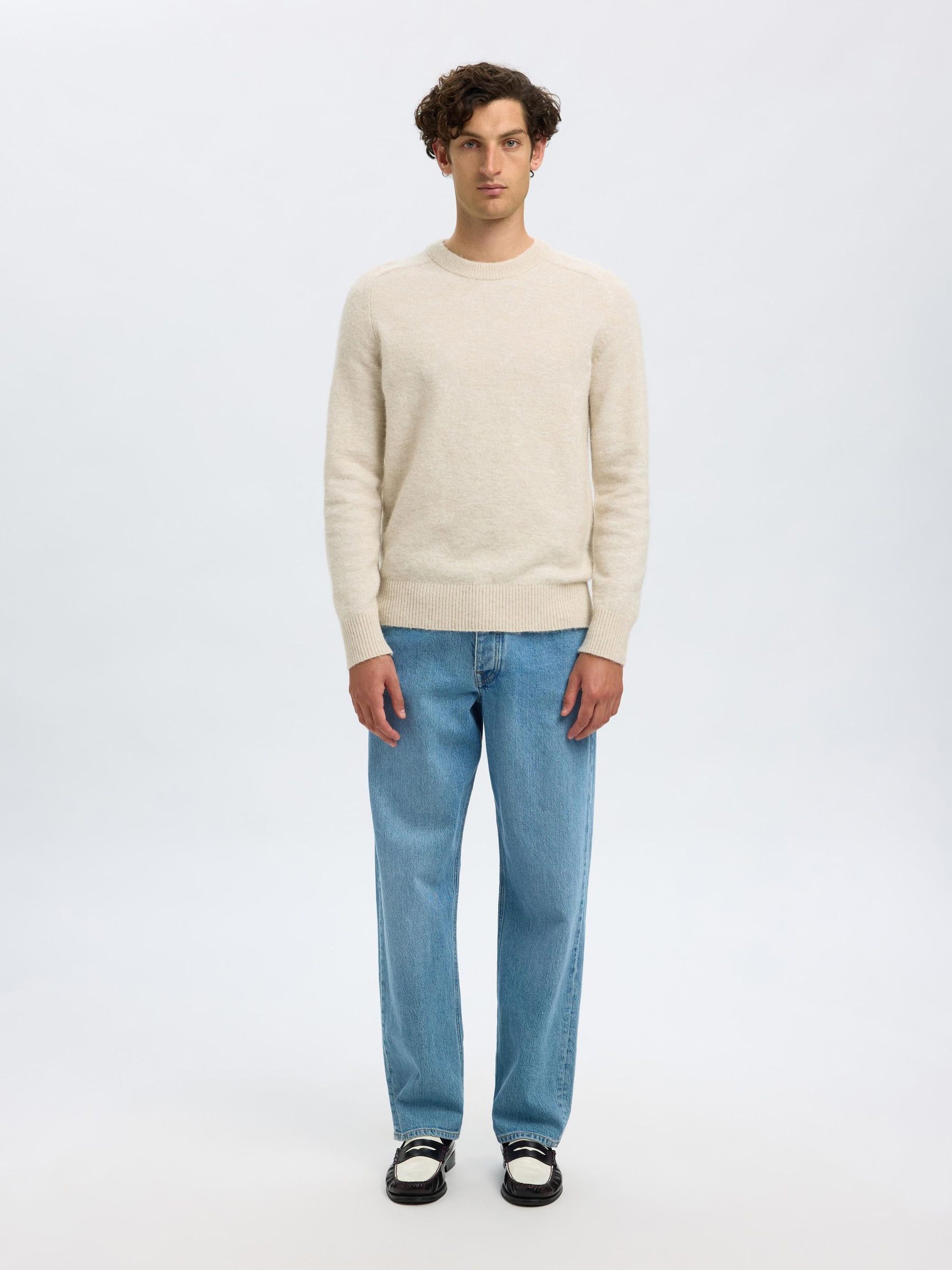 LONG-SLEEVED PULLOVER, Oatmeal, highres