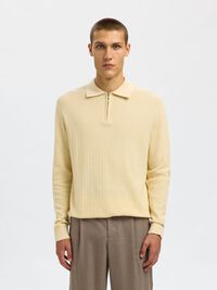 100% COTTON LONG-SLEEVED POLO, Angora, highres