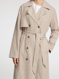 LINNENMIX DUBBELE KNOPENRIJ TRENCHCOAT, Nomad, highres