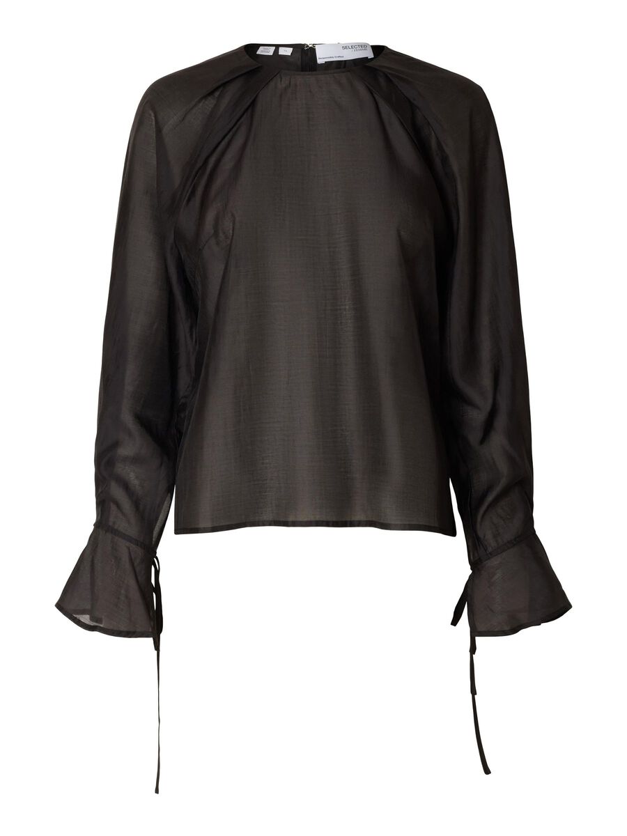 Selected DETAILED LONG SLEEVED BLOUSE, Black, highres - 16097763_Black_001.jpg