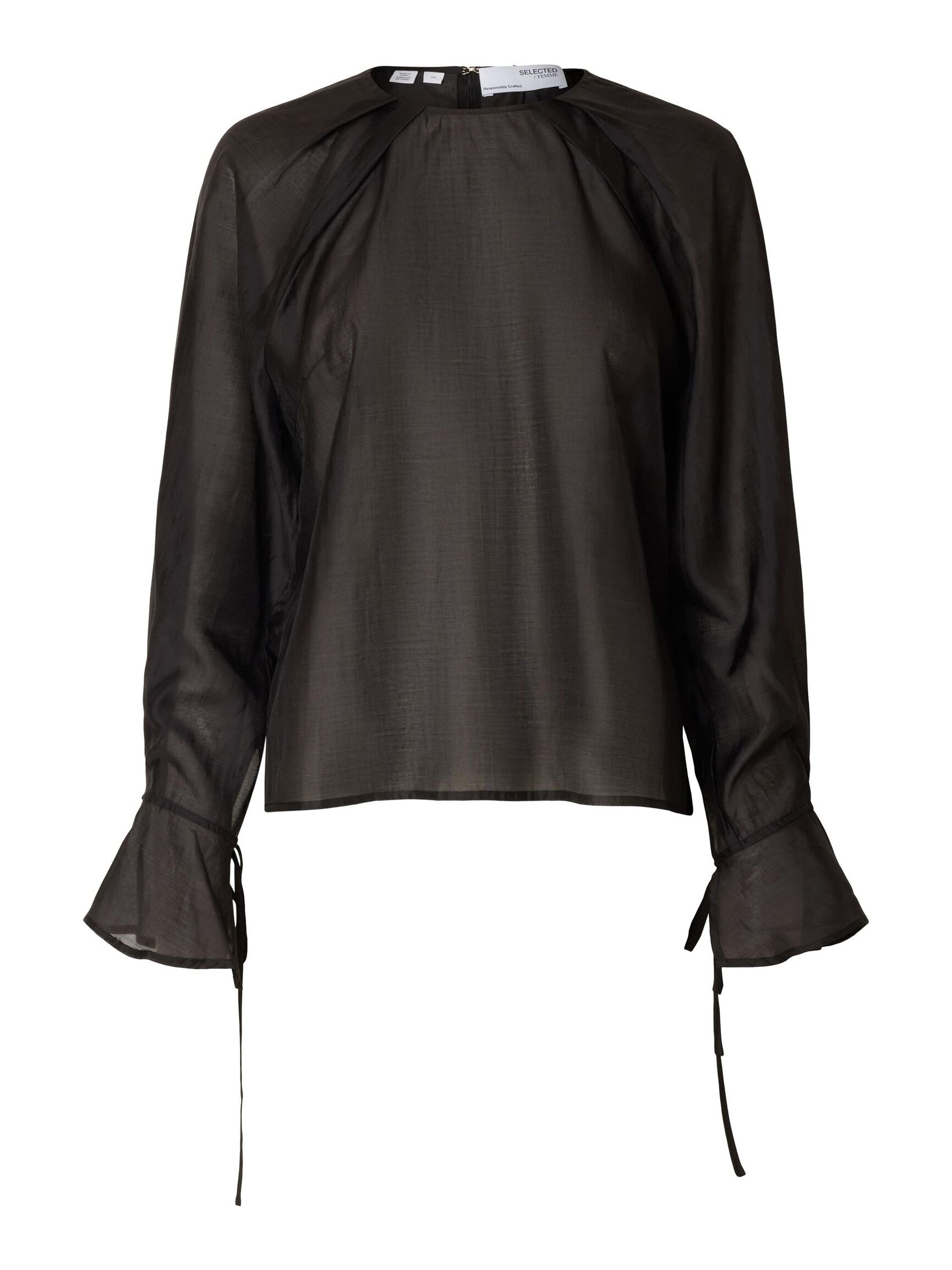 GEDETAILLEERD SHIRT MET LANGE MOUWEN, Black, highres