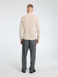 100% MERINO WOOL HALF-ZIP JUMPER, Oatmeal, highres
