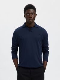 COTTON BLEND POLO SHIRT, Navy Blazer, highres