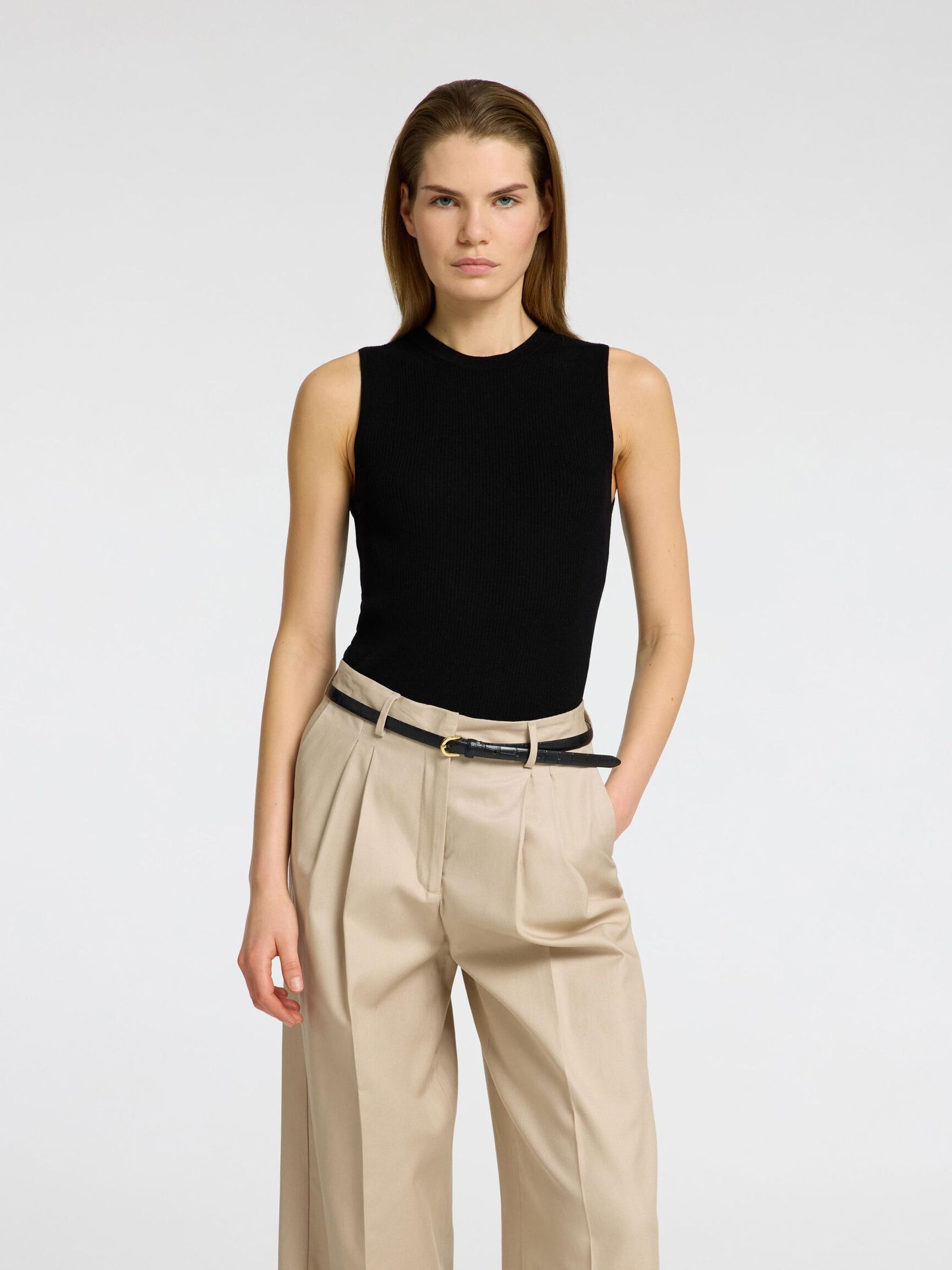 WOLMIX GEBREIDE TOP, Black, highres