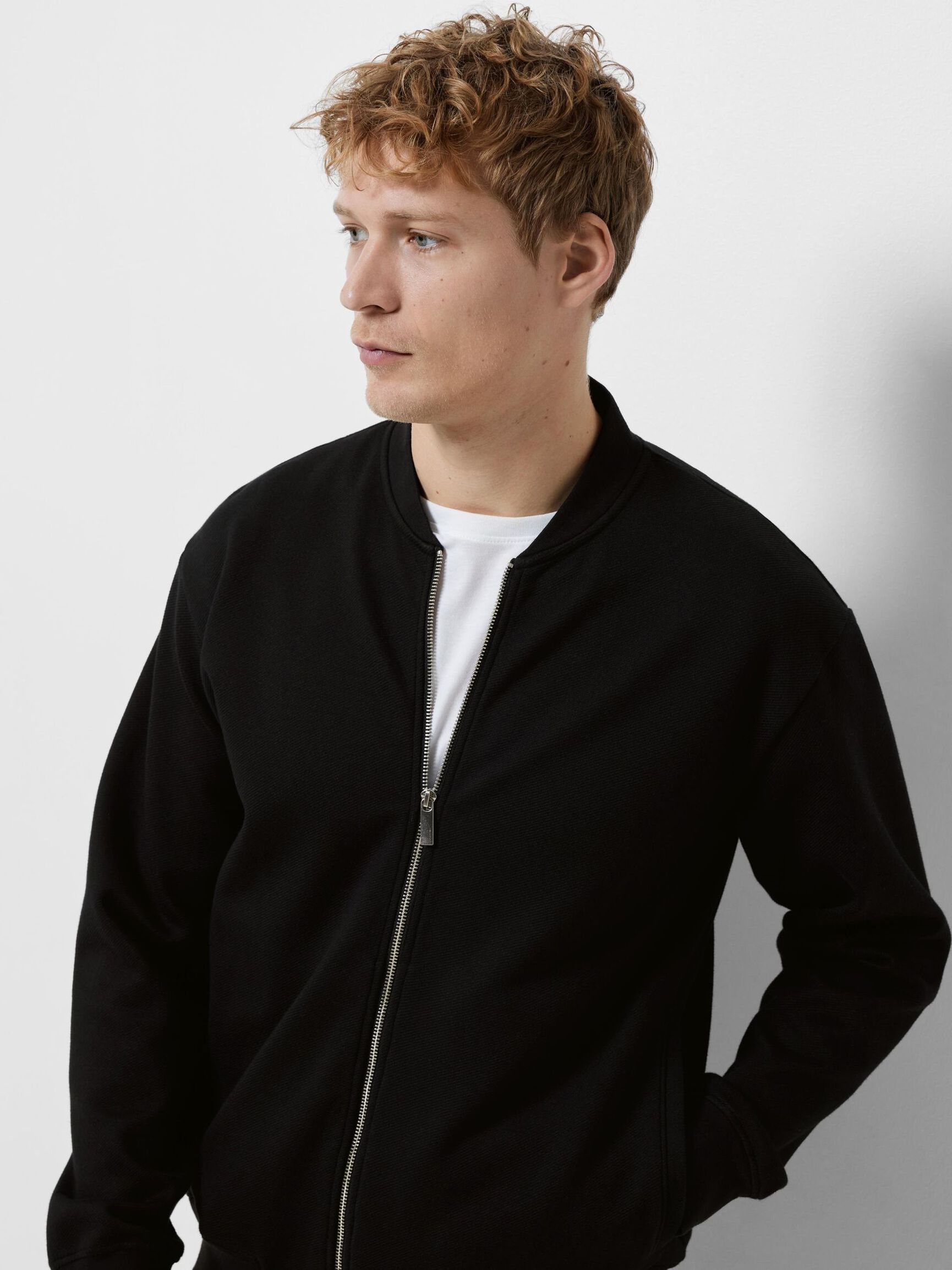 JERSEY SWEAT CARDIGAN, Black, highres