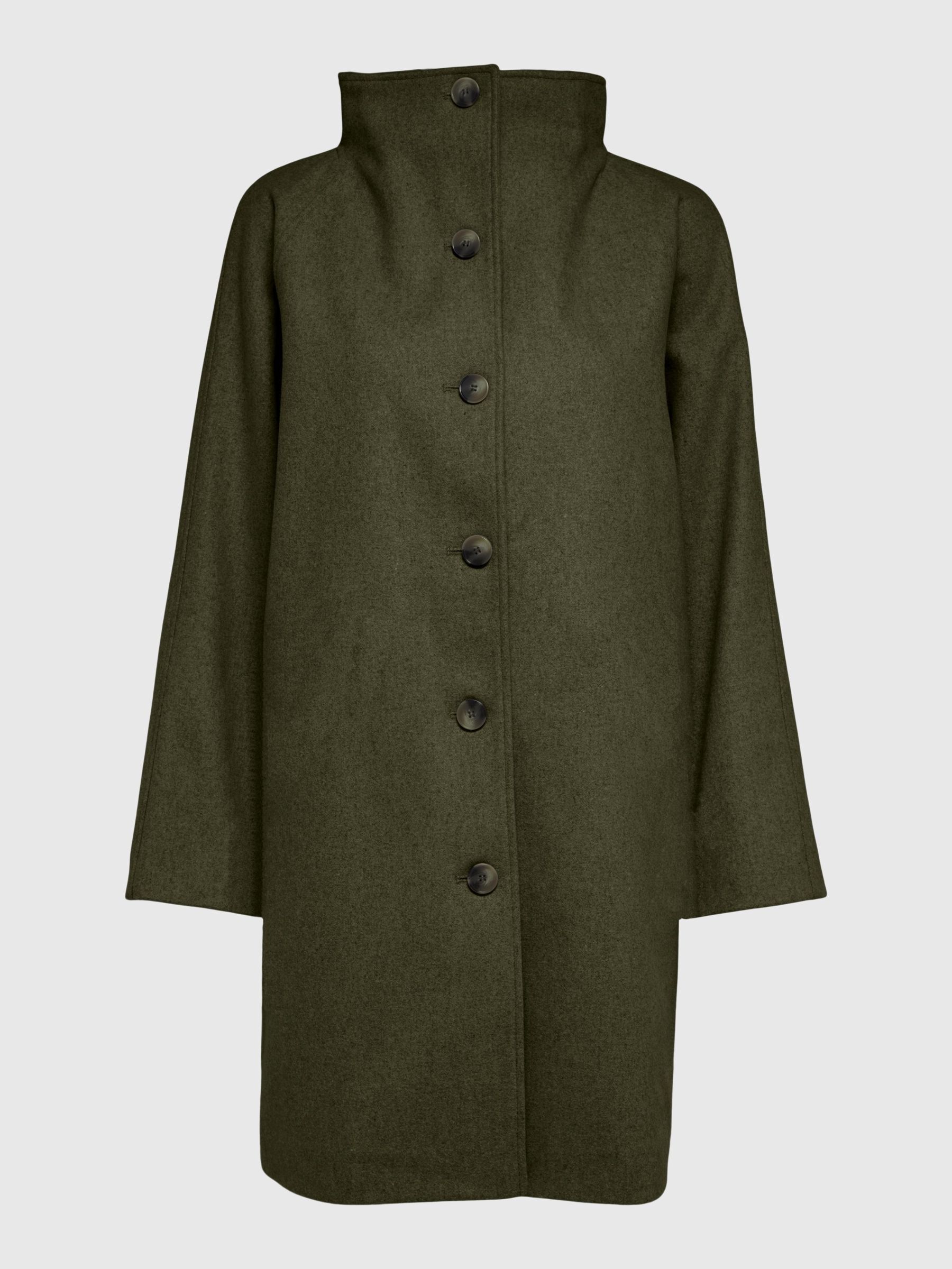 WOOL BLEND COAT, Ivy Green, highres
