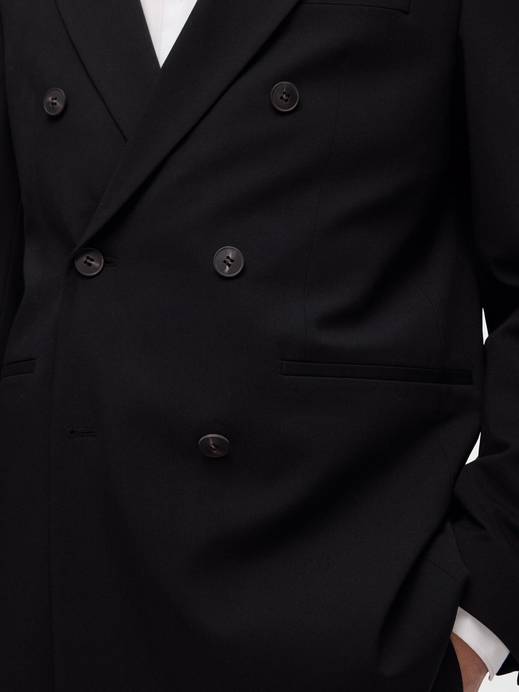 RELAXED FIT DOUBLE-BREASTED BLAZER, Black, highres