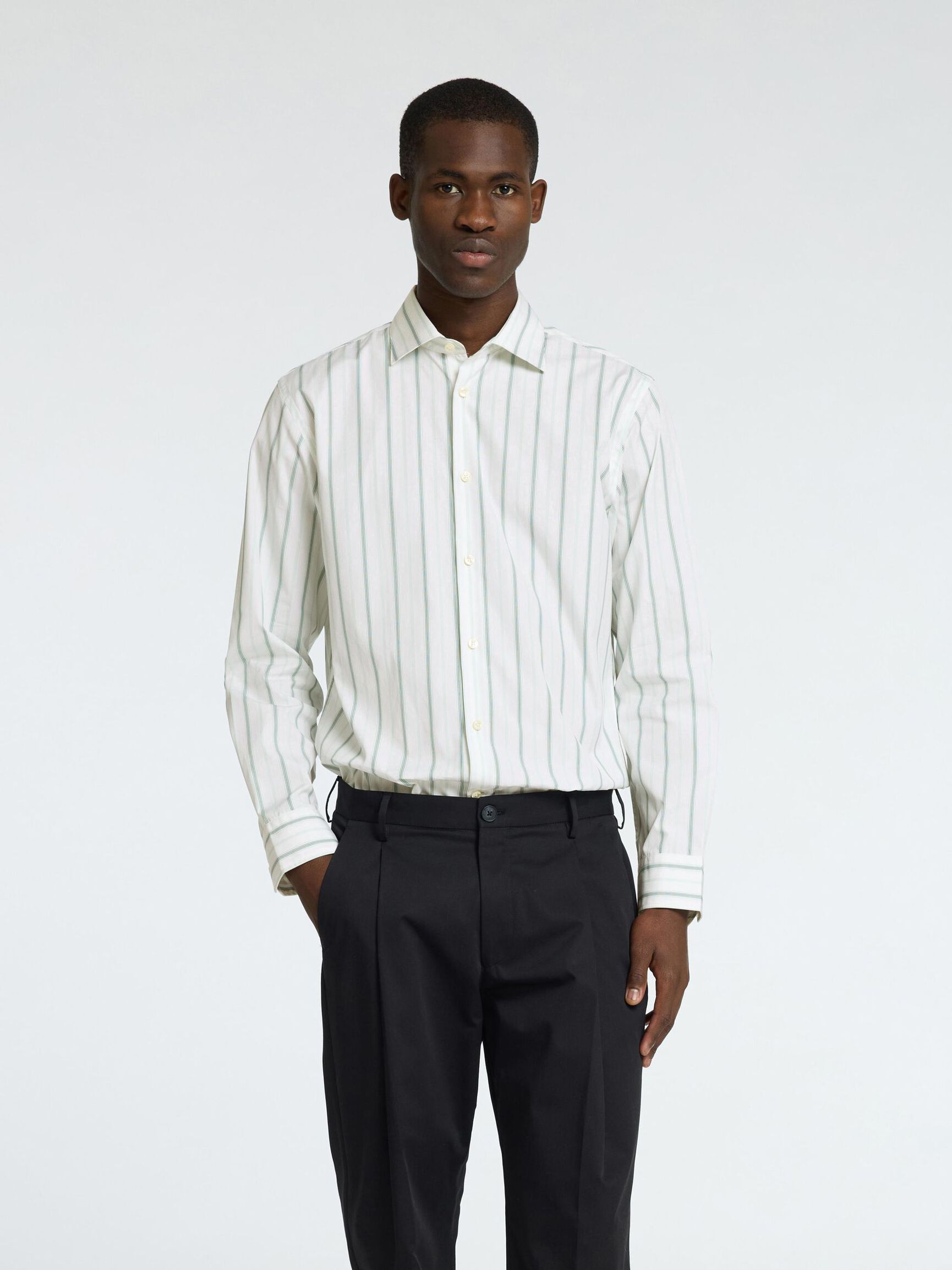 RANDIG SLIM FIT-SKJORTA, Bright White, highres