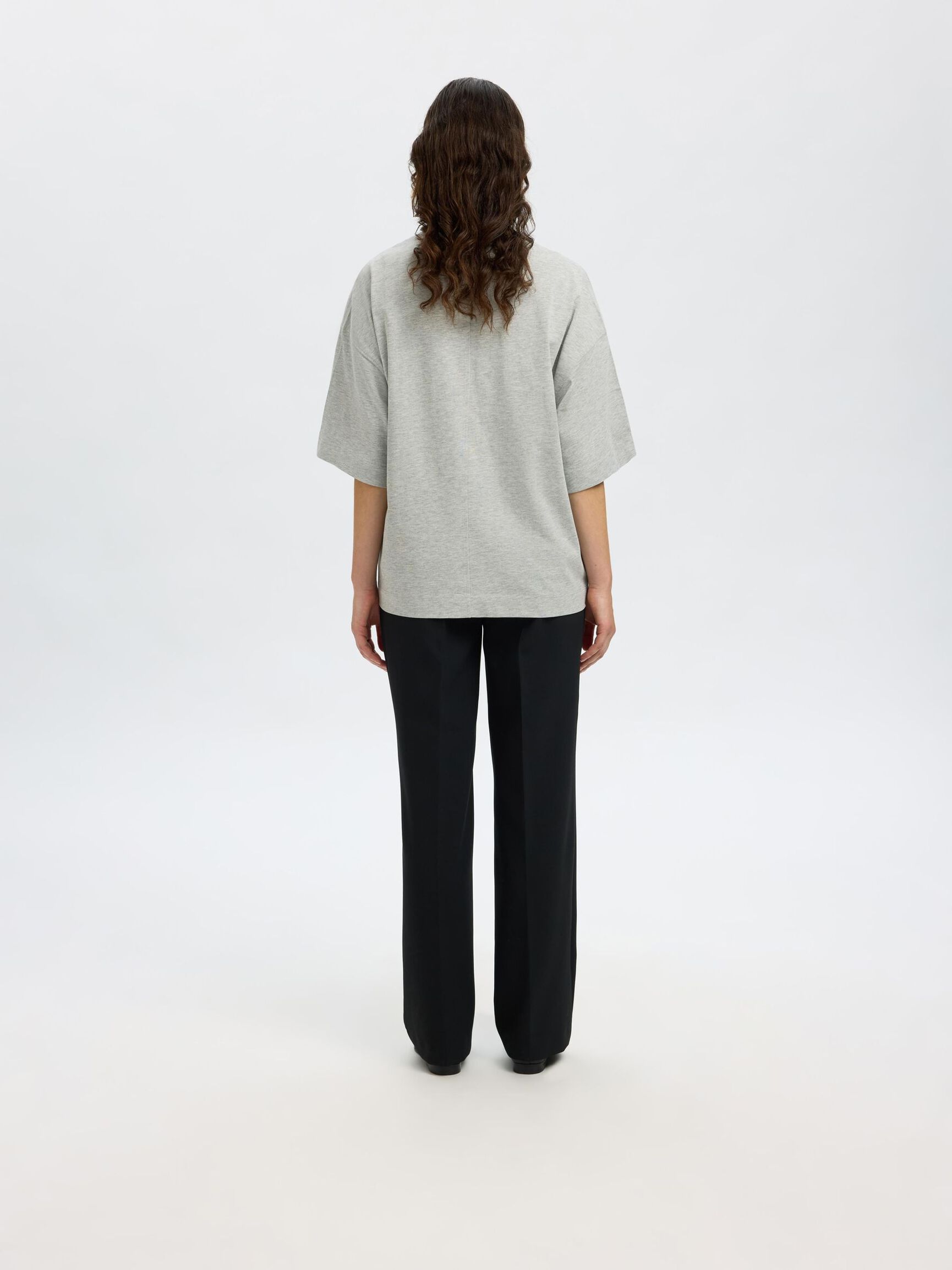 BASIC T-SHIRT IN OVERSIZE, Light Grey Melange, highres