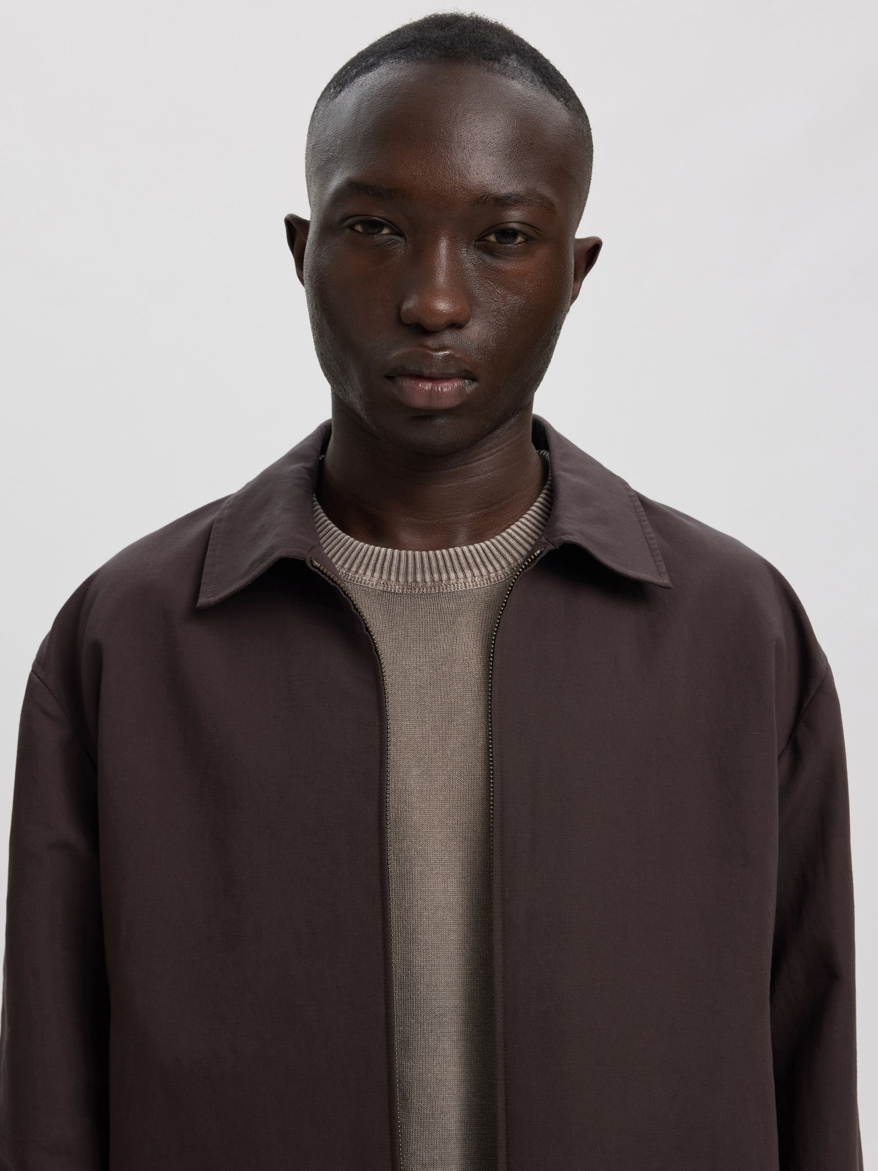 LINEN BLEND OVERSHIRT, Licorice, highres