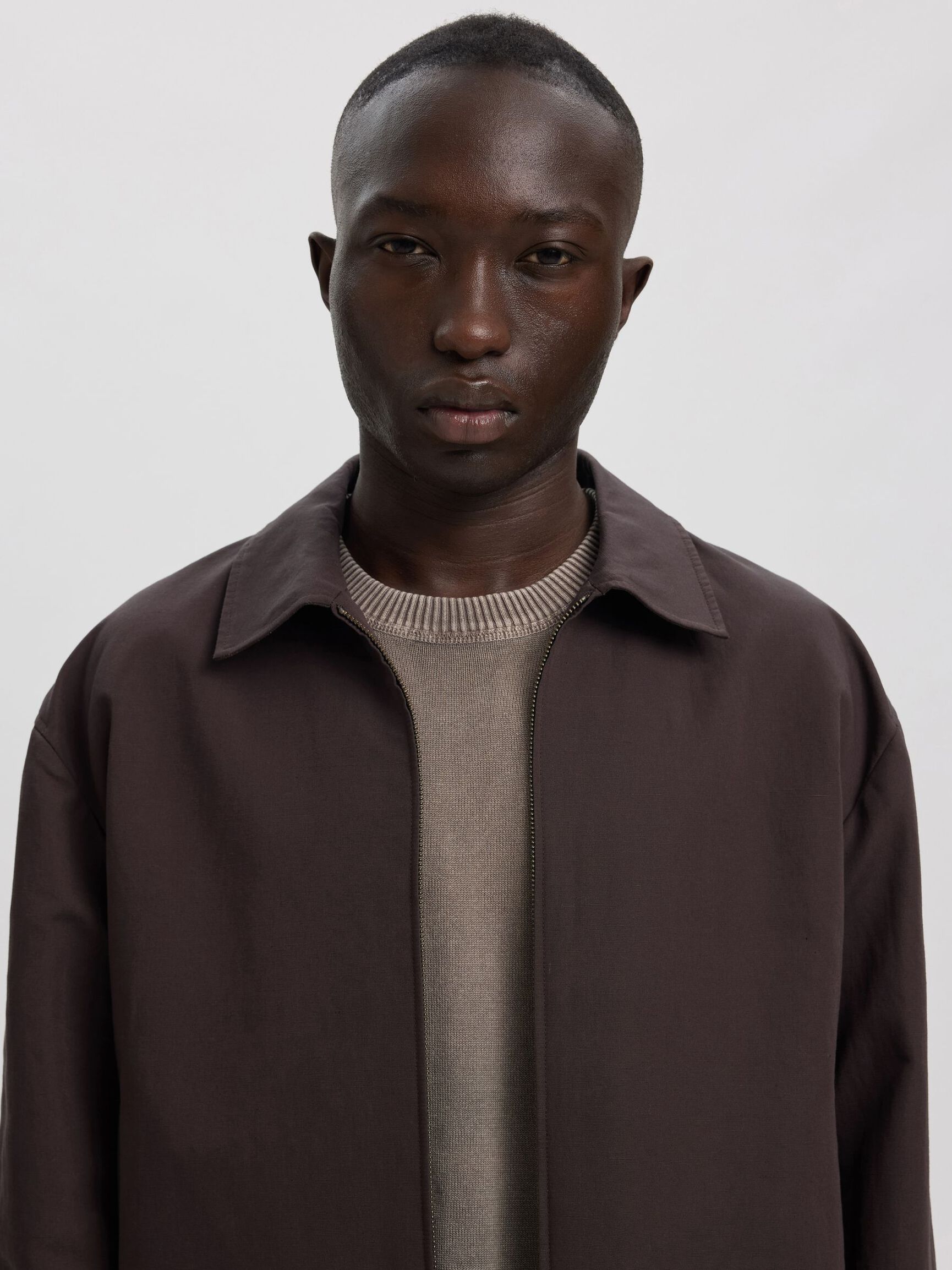 LINEN BLEND OVERSHIRT, Licorice, highres