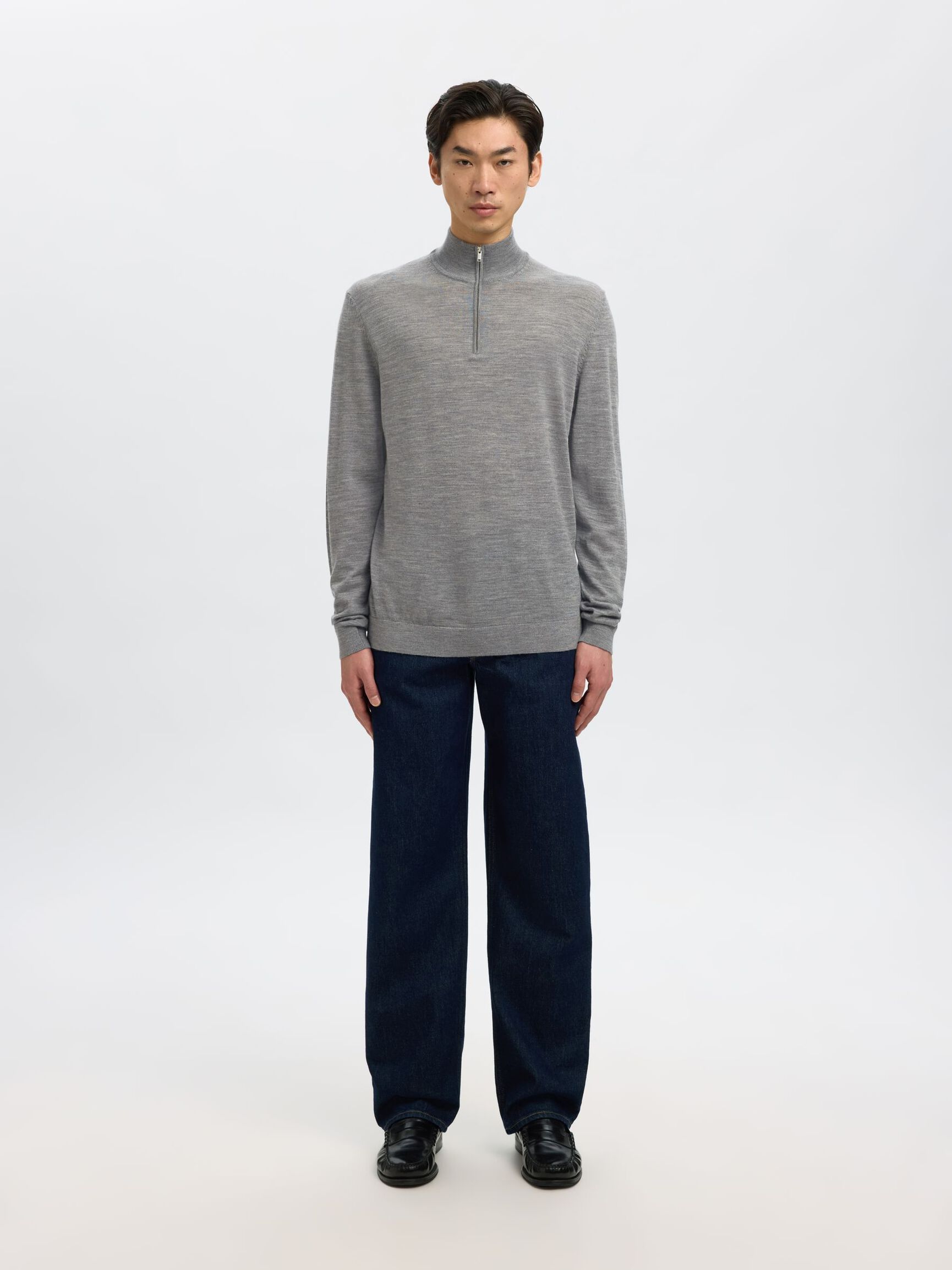 MAGLIONE A MEZZA CERNIERA, Medium Grey Melange, highres