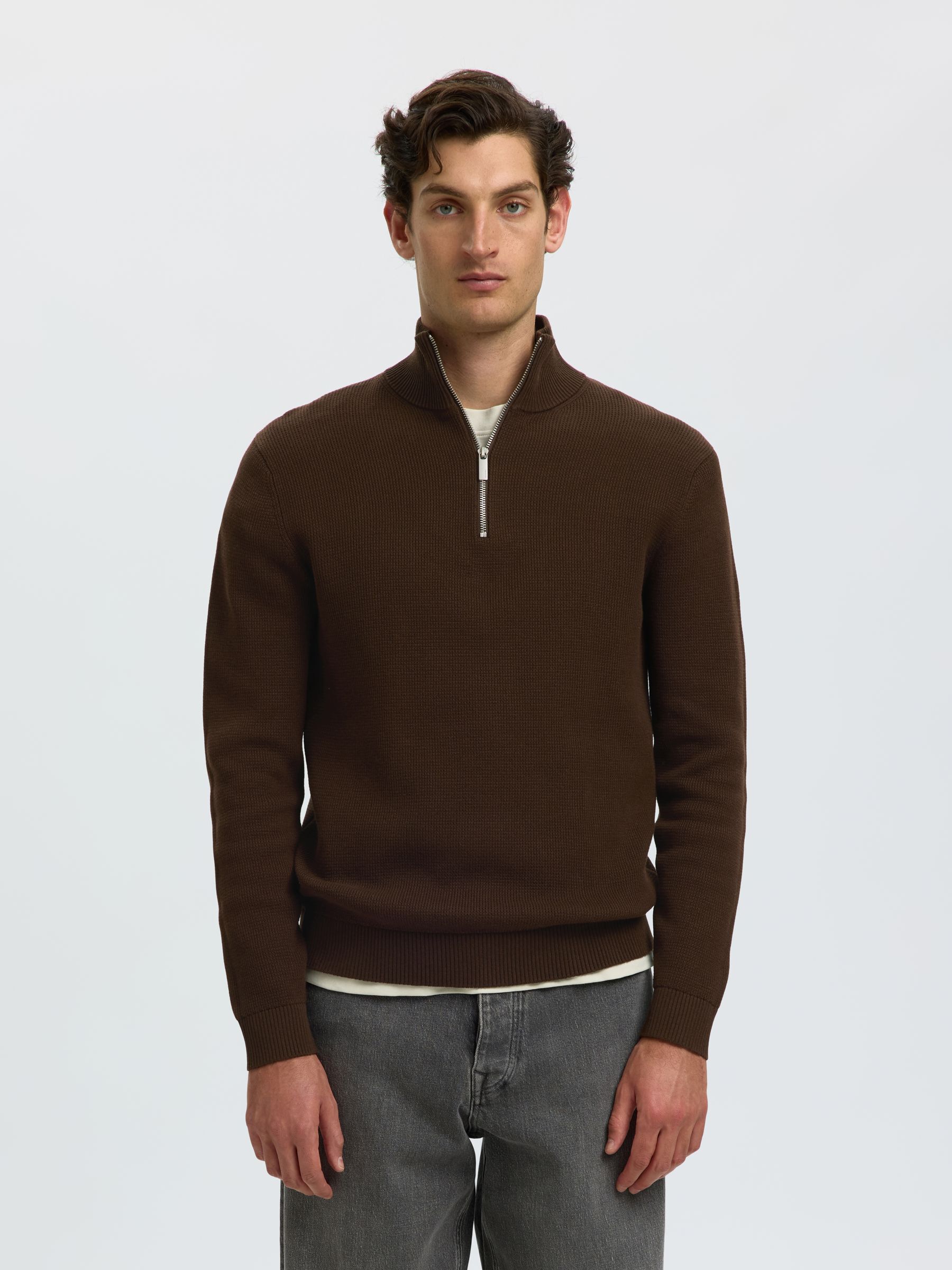 HALF-ZIP JUMPER, Demitasse, highres