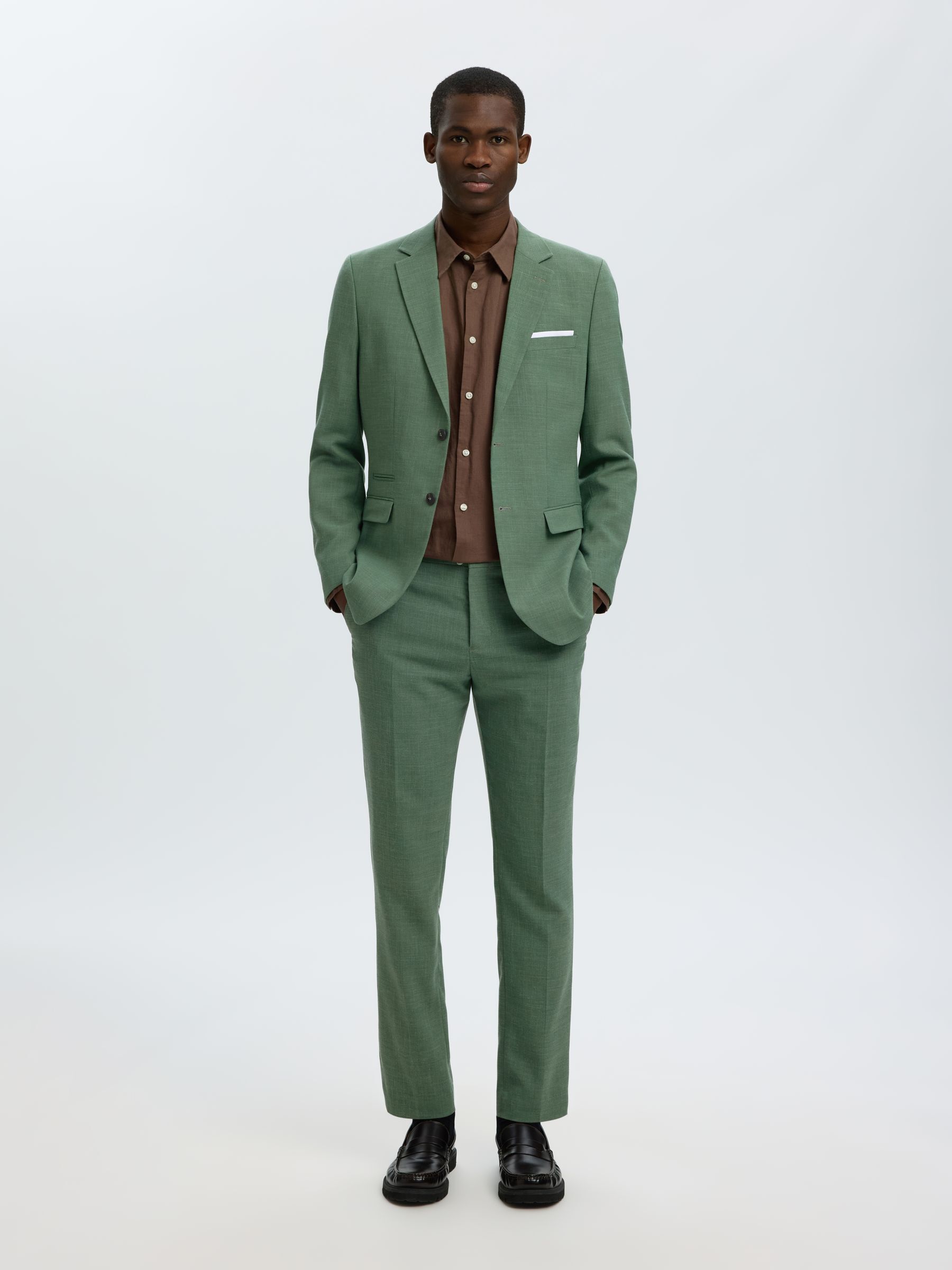 SLIM FIT ANZUGHOSE, Olive Green, highres