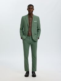 SLIM FIT ANZUGHOSE, Olive Green, highres