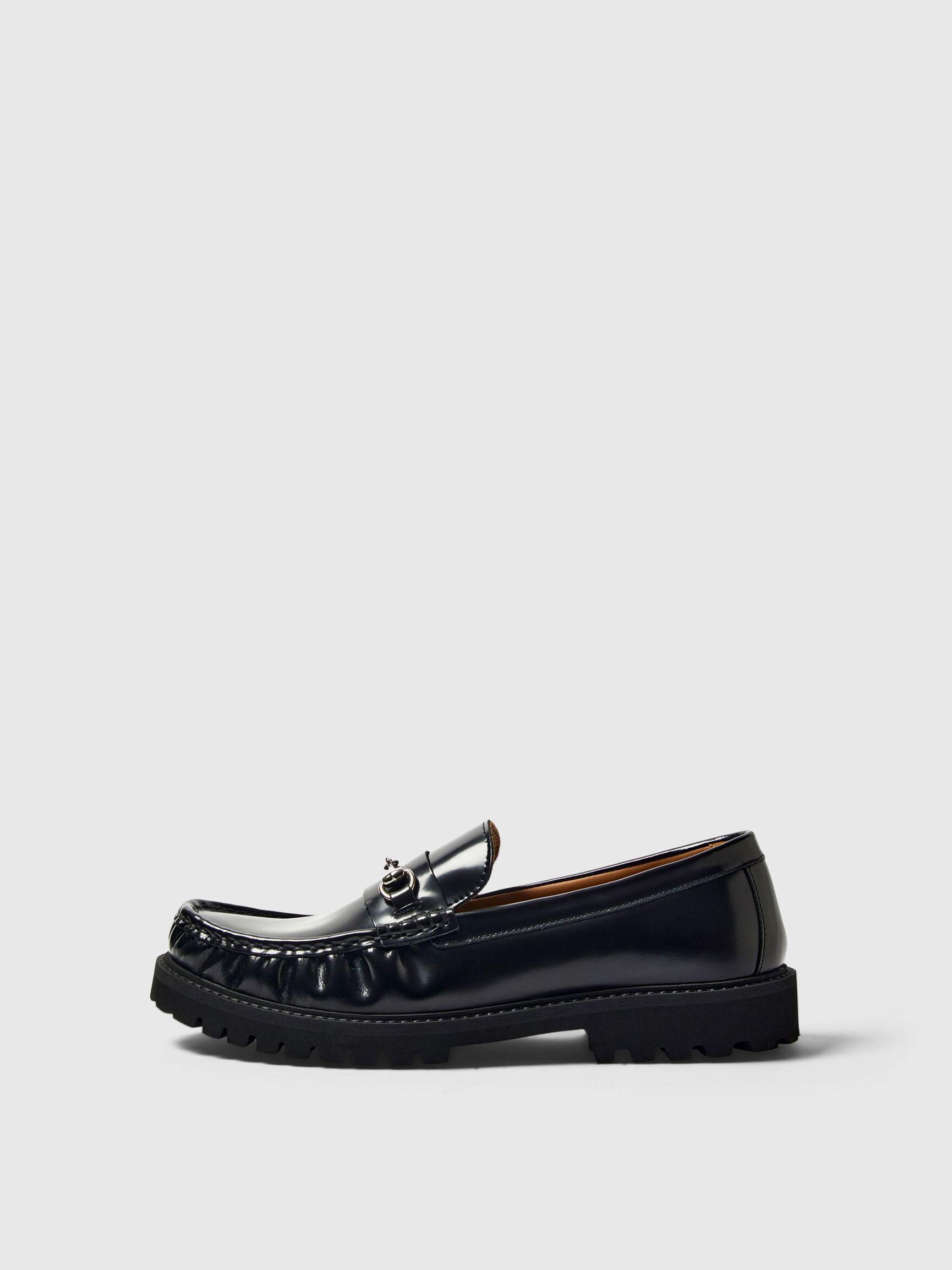 LEATHER HORSEBIT LOAFERS, Black, highres