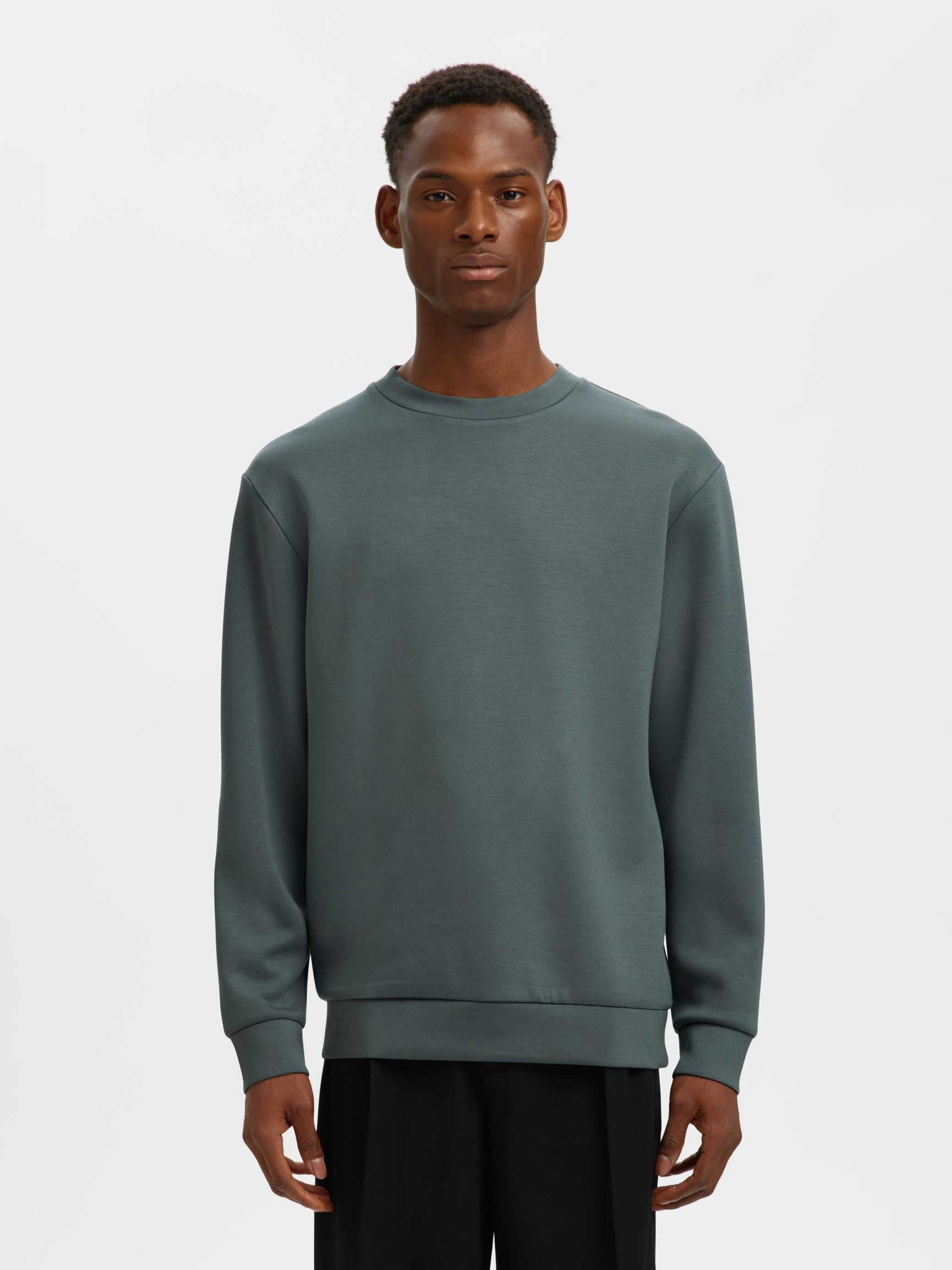 VISKOSBLANDNING SWEATSHIRT, Balsam Green, highres