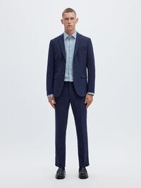 WOVEN WOOL BLEND TROUSERS, Navy Blazer, highres
