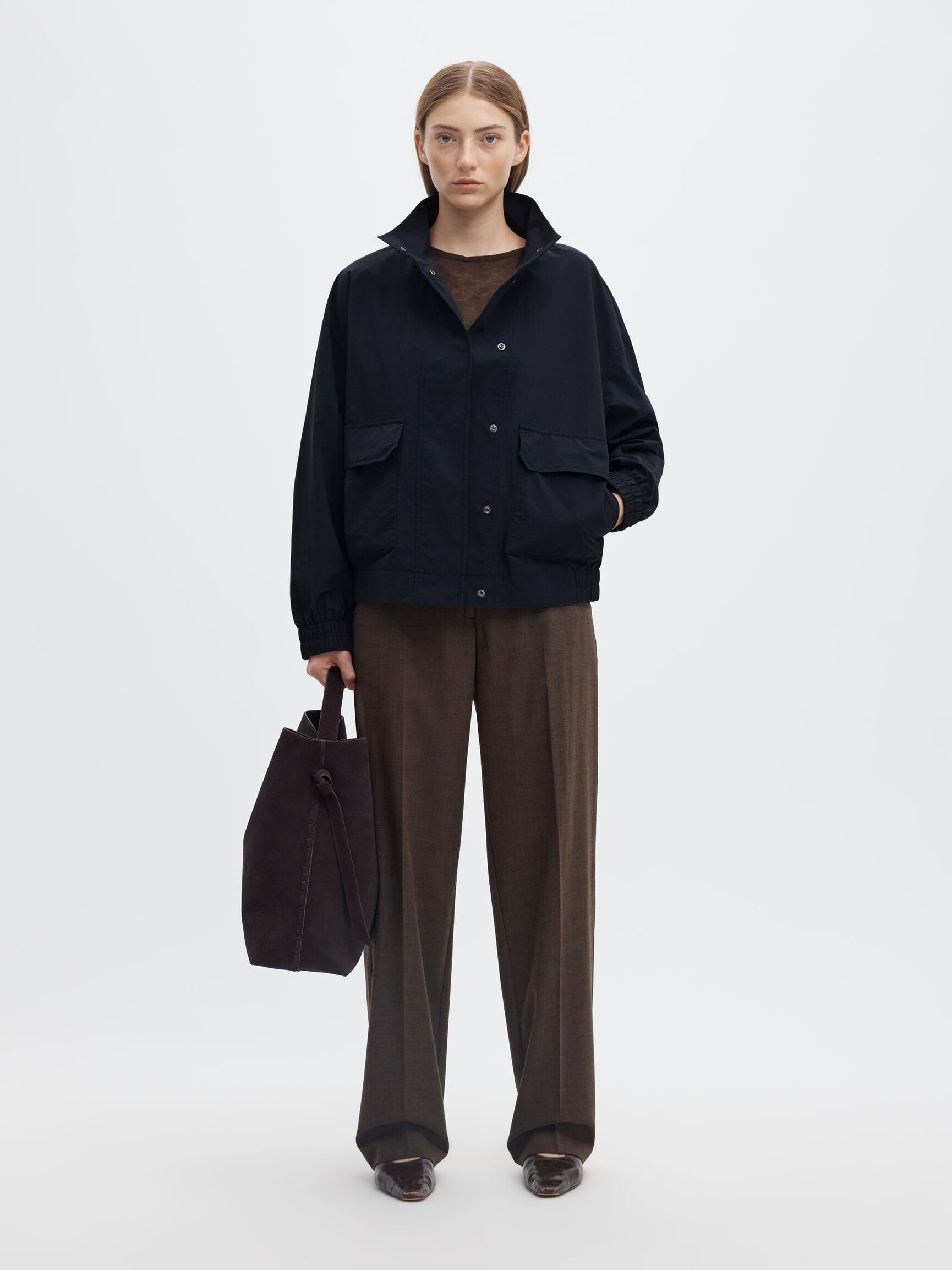 SHORT HIGH NECK JACKET, Dark Sapphire, highres
