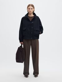 SHORT HIGH NECK JACKET, Dark Sapphire, highres