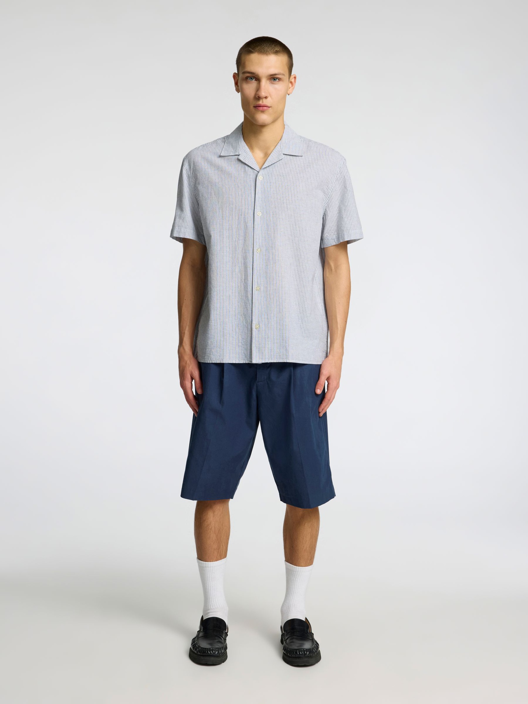 LEINENMIX KURZARMHEMD, Bright White, highres