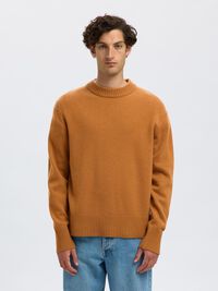 CASHMERE BLEND KNITTED PULLOVER, Chipmunk, highres