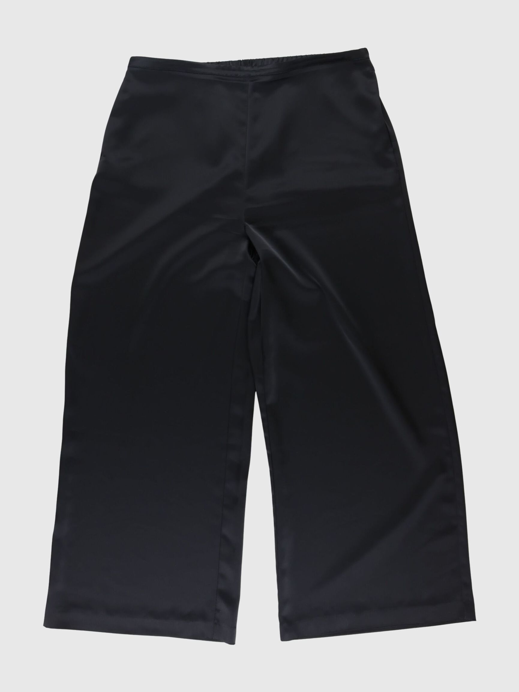 SATIN WIDE-LEG TROUSERS, Black, highres