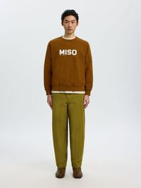 LINEN BLEND BARREL FIT TROUSERS, Fir Green, highres