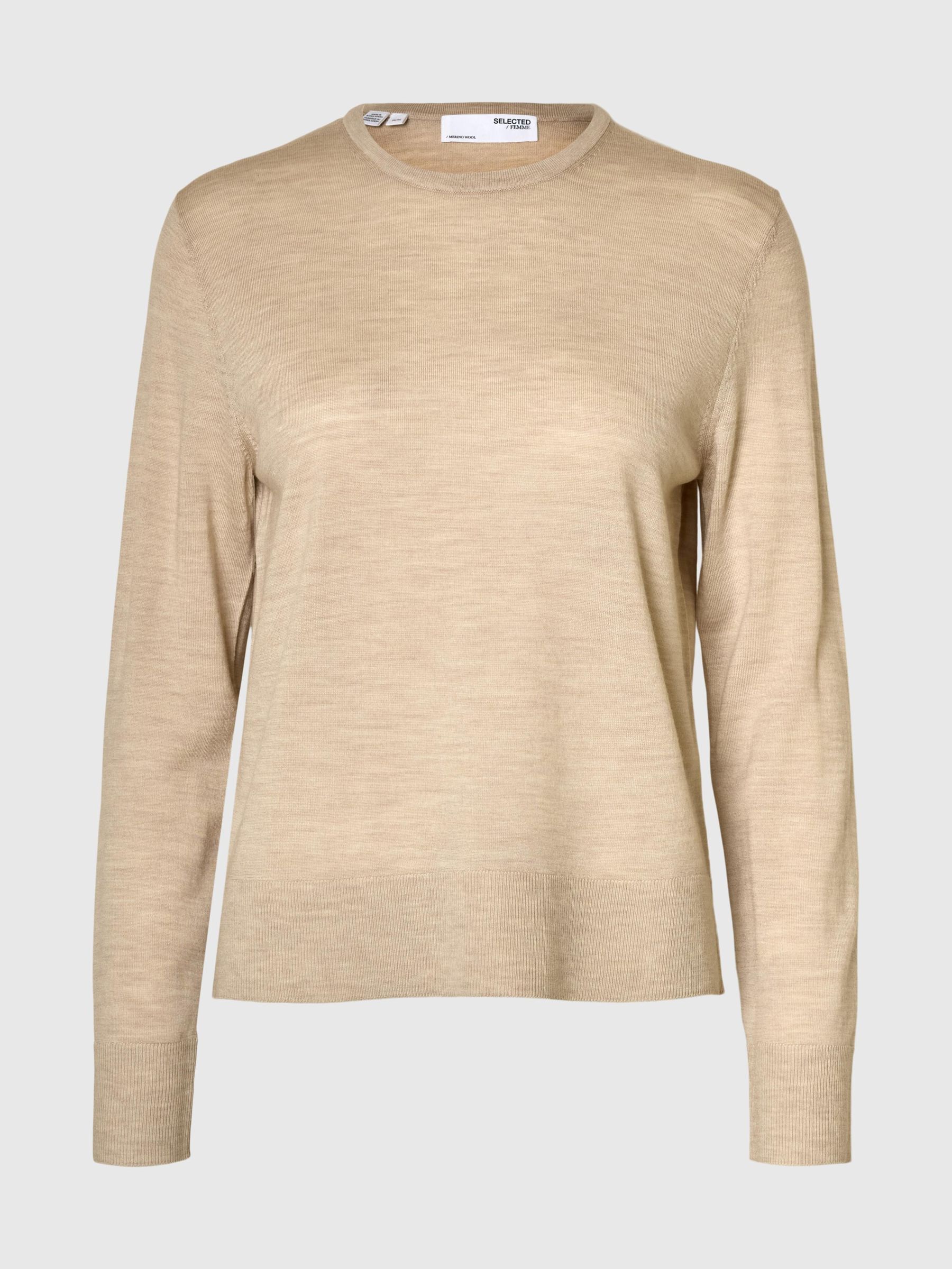 100% MERINO WOOL PULLOVER, Oatmeal, highres