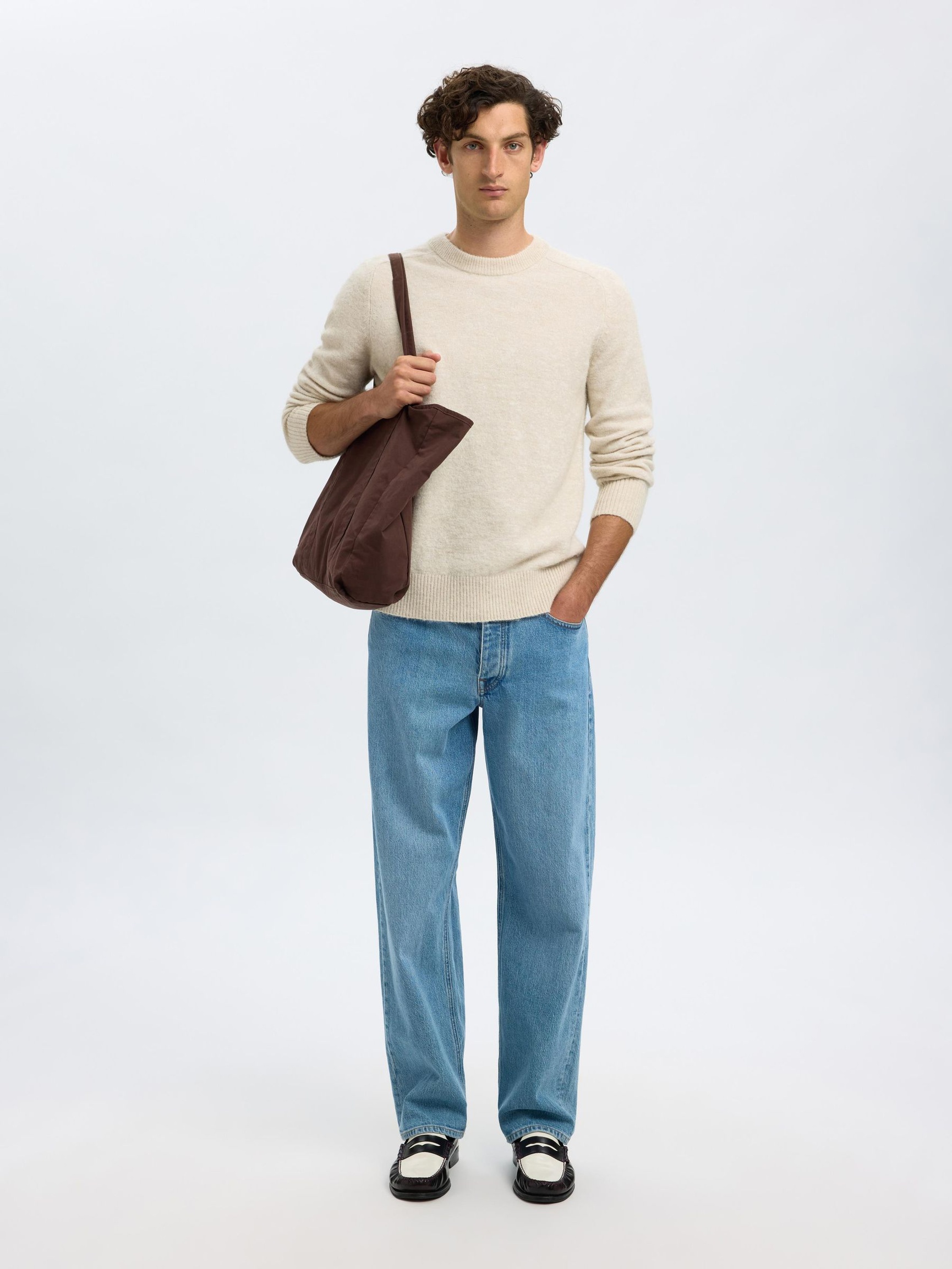 LONG-SLEEVED PULLOVER, Oatmeal, highres
